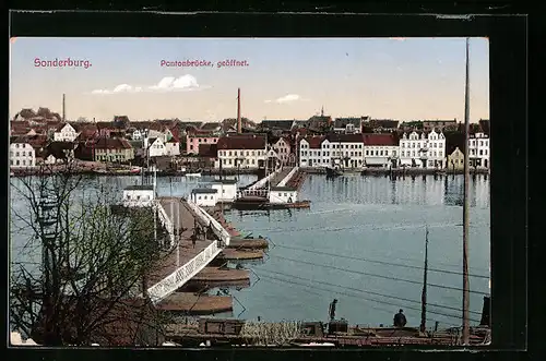 AK Sonderburg, geöffnete Pontonbrücke