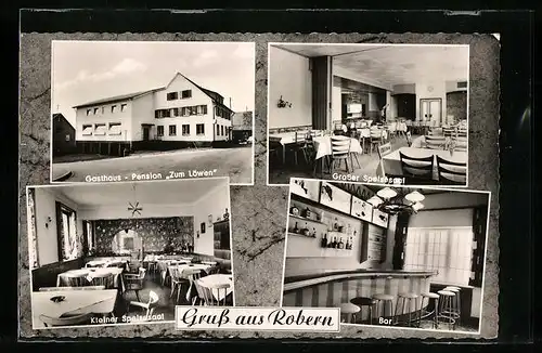 AK Robern, Gasthaus-Pension Zum Löwen mit Innenansicht