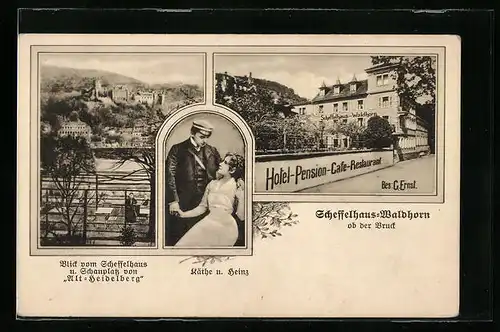 AK Heidelberg, Hotel-Pension-Restaurant Scheffelhaus-Waldhorn