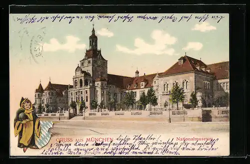 AK München, Strassenpartie vor dem Nationalmuseum