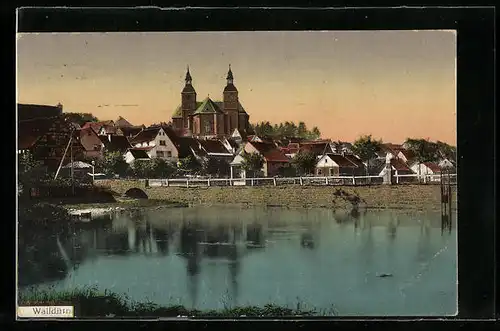 AK Walldürn, Partie am See mit Blick auf die Stadt