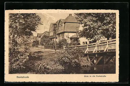 AK Buxtehude, Blick in die Parkstrasse mit Wohnhäusern