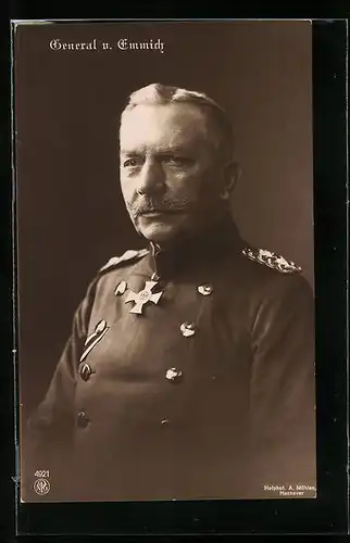 AK Heerführer General von Emmich in Uniform mit Orden