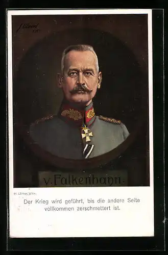 AK Heerführer von Falkenhayn in Uniform mit Orden