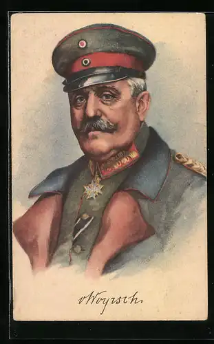 AK Heerführer von Woyrsch in Uniform mit Schirmmütze
