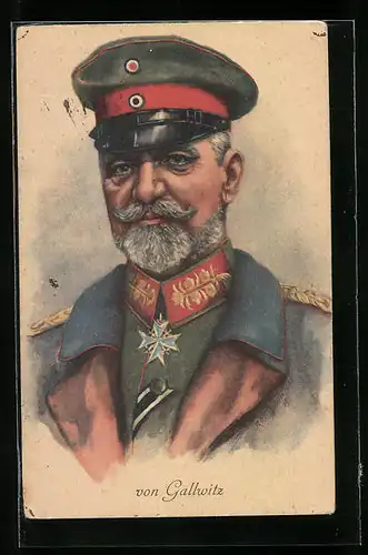AK Heerführer von Gallwitz in Uniform mit Schirmmütze