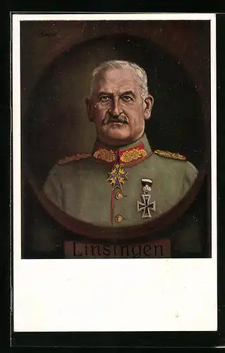 AK Heerführer von Linsingen in Uniform mit Orden