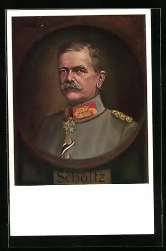 AK Heerführer Scholtz in Uniform mit Orden