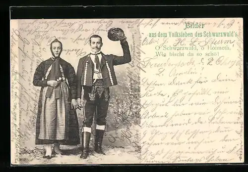 AK Schwarzwälder Paar in Tracht