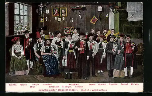 AK Schwarzwälder Bauernhochzeit in Badischen Volkstrachten