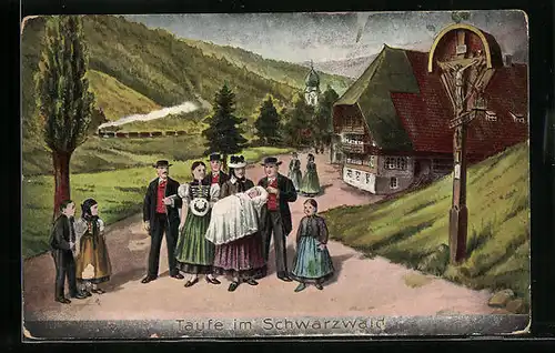 Präge-AK Taufe im Schwarzwald