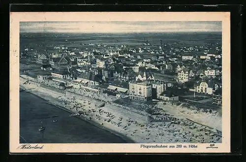 AK Westerland /Sylt, Fliegeraufnahme von Ort und Strand