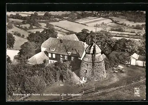 AK Rodenberg am Deister, Hotel-Pension zur Windmühle, Fliegeraufnahme