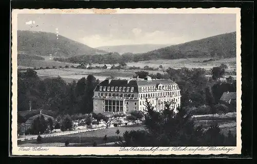 AK Bad Eilsen, Fürstenhof mit Blick auf die Weserberge