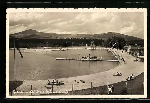 AK Grossschönau, Wald-Strandbad mit der Lausche