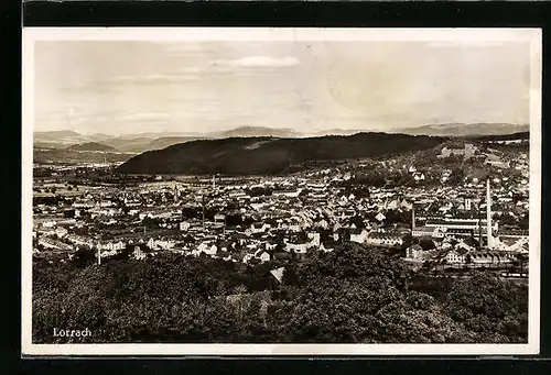 AK Lörrach, Ortsansicht aus der Vogelschau