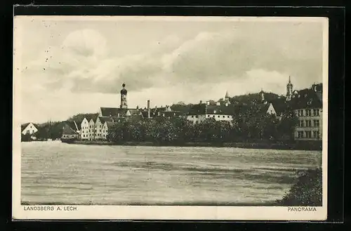 AK Landsberg a. Lech, Panorama vom Wasser aus