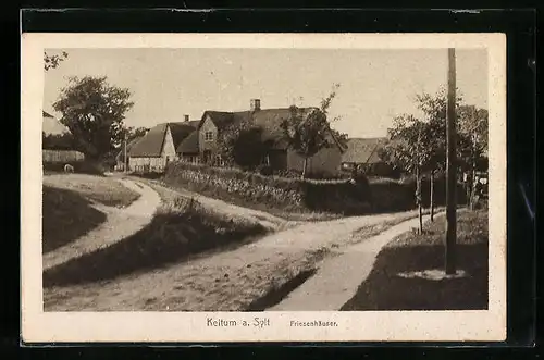 AK Keitum a. Sylt, Strassenpartie mit Friesenhäusern