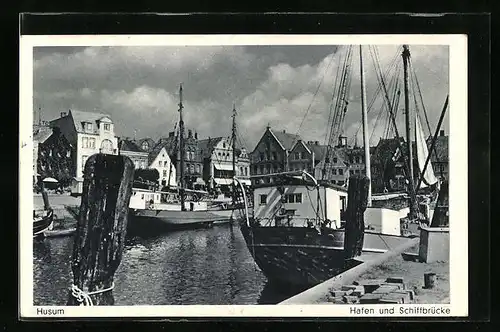 AK Husum, Hafen und Schiffbrücke