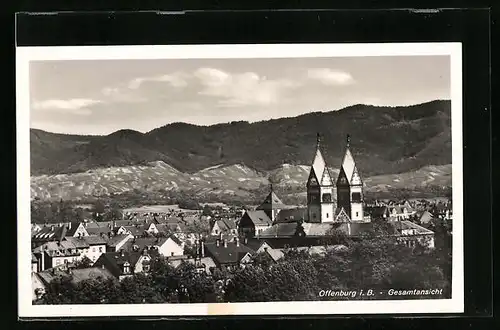 AK Offenburg i. B., Teilansicht mit Kirche