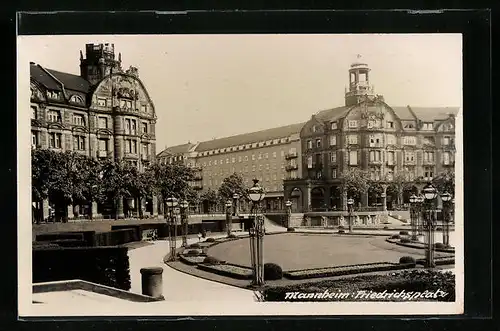 AK Mannheim, Friedrichsplatz mit Anlagen
