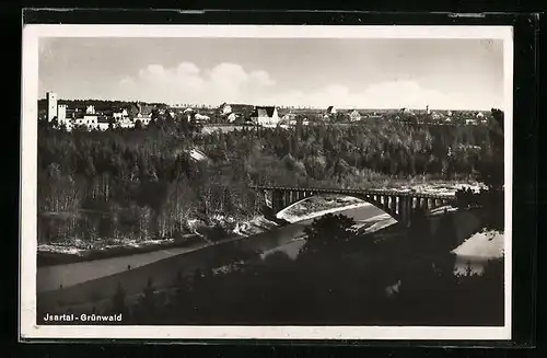 AK Grünwald /Isar, Ortsansicht mit Brücke