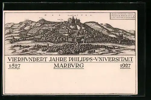 Künstler-AK Ganzsache PP101C5 /01: Marburg, Festpostkarte zu 400. jähr. Jubiläum der Philipps-Universität