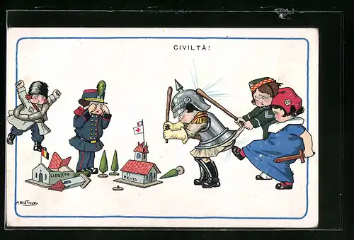 Künstler-AK A. Bertiglia: Civilta, Italienische Propaganda der Entente