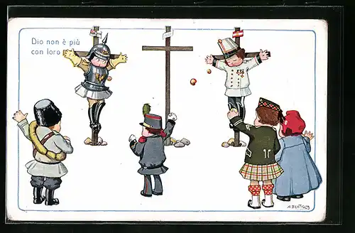 Künstler-AK A. Bertiglia: Dio non è più con loro, Italienische Propaganda der Entente