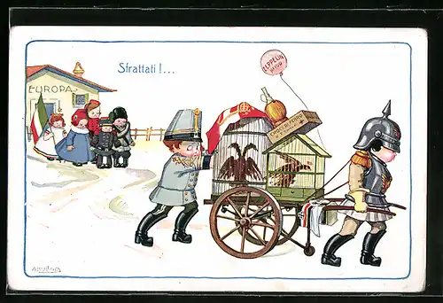 Künstler-AK A. Bertiglia: Strattati, Italienische Propaganda der Entente