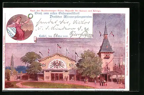 AK Ganzsache PP9C100: Kassel, Erster Gesangwettstreit Deutscher Männergesangvereine 1899