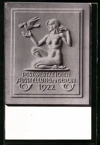 AK Ganzsache PP62C1: Berlin, Postwertzeichen-Ausstellung 1922, Wandrelief mit nacker Dame