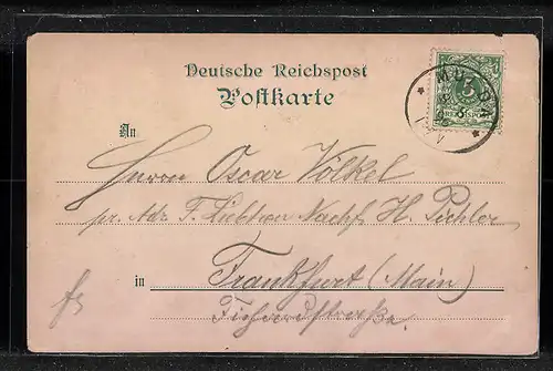Lithographie Mönchenfrei, Gleichnamiger Gasthof mit Garten, Königl. Försterei