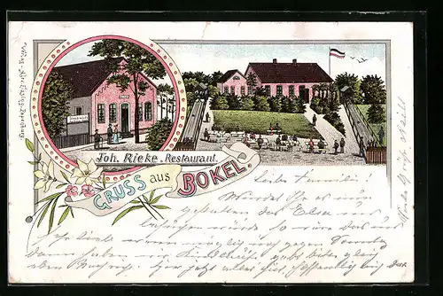 Lithographie Bokel, Restaurant von Joh. Rieke