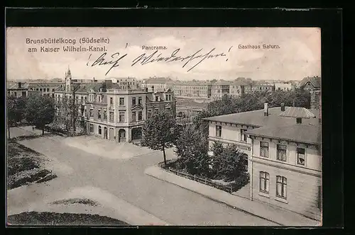 AK Brunsbüttelkoog, Gasthaus Saturn, Panorama der Südseite