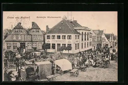 AK Meldorf, Menschenmassen auf dem Meldorfer Wochenmarkt