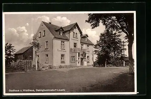 AK Steinigtwolmsdorf, Gasthaus z. Waldhaus mit Garten