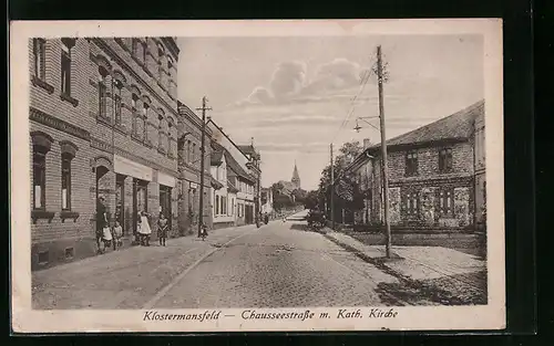 AK Klostermansfeld, Chausseestrasse mit Katholischer Kirche