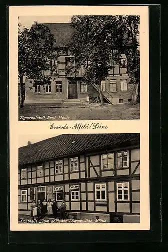 AK Everode-Alfeld /Leine, Gasthaus zum goldenen Löwen, Zigarrenfabrik Ferd. Möhle