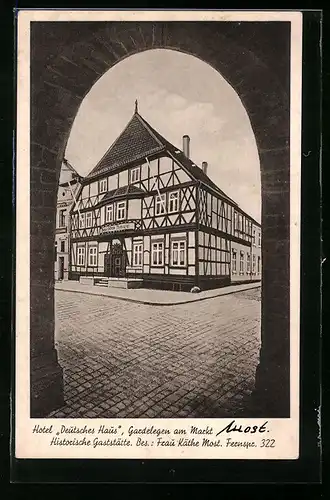 AK Gardelegen, Hotel Deutsches Haus am Markt