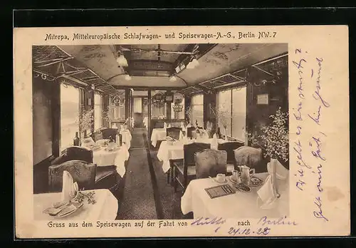 AK Mitropa, Mitteleuropäische Schlafwagen- und Speisewagen- A.G., Speisewagen