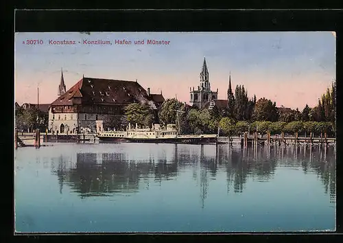 AK Konstanz /Bodensee, Dampfer Stadt Meersburg, Münster, Konzilium
