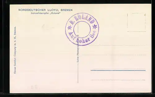 AK Passagierschiff Schnelldampfer Roland vor Anker