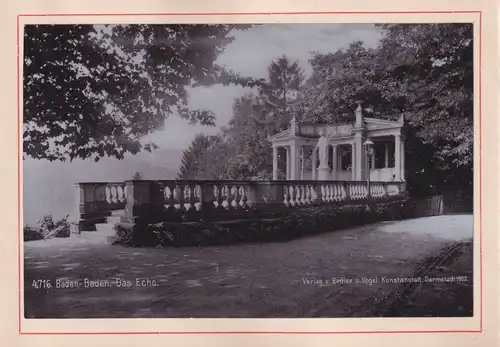 Fotoalbum 18 Fotografien Zedler u. Vogel, Darmstadt, Ansicht Baden-Baden, Bahnhof, Conversationshaus, Postplatz, Kapelle