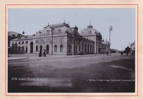 Fotoalbum 18 Fotografien Zedler u. Vogel, Darmstadt, Ansicht Baden-Baden, Bahnhof, Conversationshaus, Postplatz, Kapelle