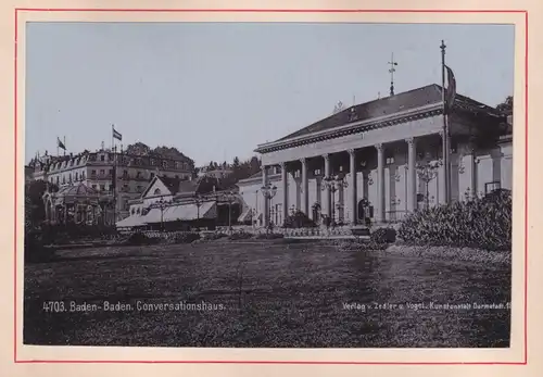 Fotoalbum 18 Fotografien Zedler u. Vogel, Darmstadt, Ansicht Baden-Baden, Bahnhof, Conversationshaus, Postplatz, Kapelle