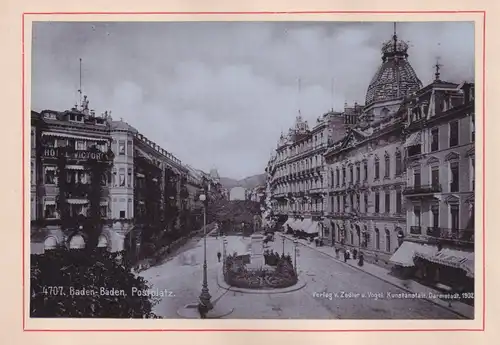 Fotoalbum 18 Fotografien Zedler u. Vogel, Darmstadt, Ansicht Baden-Baden, Bahnhof, Conversationshaus, Postplatz, Kapelle