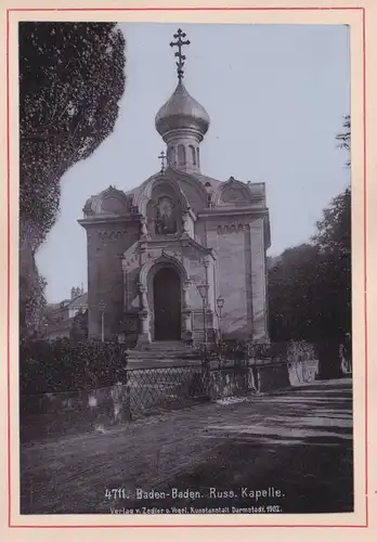 Fotoalbum 18 Fotografien Zedler u. Vogel, Darmstadt, Ansicht Baden-Baden, Bahnhof, Conversationshaus, Postplatz, Kapelle