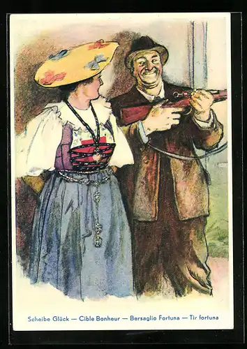 Künstler-AK Luzern, Eidg. Schützenfest 1939, Scheibe Glück