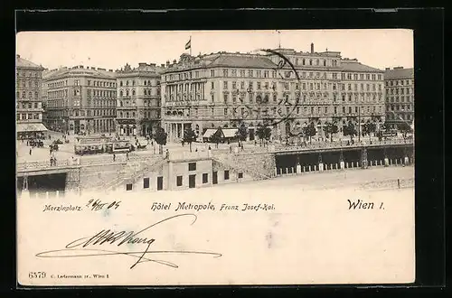 AK Wien, Morzinplatz, Hôtel Metropole, Franz Josef-Kai